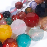 Usine en gros arc-en-ciel Agate coupe ronde perles à facettes bien polies perles rondes en vrac pour la fabrication de bijoux