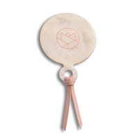 Miroir en cuir PU décoratif personnalisé Miroir cosmétique portable de voyage rose en acier inoxydable marbré
