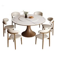 Table à manger ronde de style médiéval en bois massif vintage avec fonction de rotation pour petit appartement, 8 places