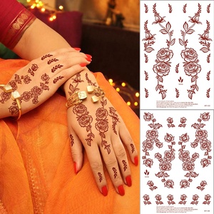 Nuovo Design Maroon fiore vite henné <span class=keywords><strong>tatuaggi</strong></span> modello impermeabile Mehndi stencil temporaneo pasta adesivo henné tatuaggio - Product Image 3