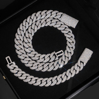 Bijoux Hip Hop pour Hommes, Collier Cubain en Argent Sterling 925, Diamant Moissanite Couleur D VVS, Chaîne à Maillons Cubains de 16 mm de Largeur, Bracelet
