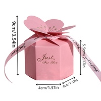 Boîte à bonbons hexagonale Sakura avec estampage doré, ruban de mariage européen, portable, écologique, réutilisable, cadeau créatif et romantique