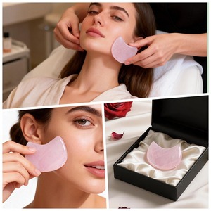 Planche <span class=keywords><strong>de</strong></span> massage Gua Sha en quartz rose en forme <span class=keywords><strong>de</strong></span> tête <span class=keywords><strong>de</strong></span> chat, outil <span class=keywords><strong>de</strong></span> raclage en pierre <span class=keywords><strong>de</strong></span> rose naturelle pour le soin du visage et la médecine chinoise - Product Image 3