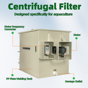 Hoogdebiet aquacultuur trommelfilter van 25 <span class=keywords><strong>micron</strong></span> met variabele frequentiemotor voor doorstroming in vis- en garnalenkwekerijsystemen - Product Image 4