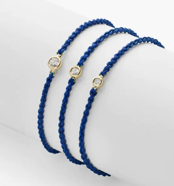 Zooying Exquisite Delicate Adjustable String Braided Nylon Cord Bracelet 14k Gold Diamond Bracelet For Women