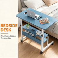 Bureau d'ordinateur portable mobile sur roulettes, réglable en hauteur, avec rangement, pour lit, canapé, lecture et jeux