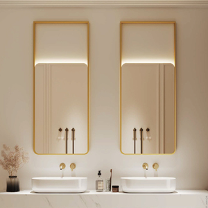 Espejo Inteligente LED Rectangular Largo de Pared, Moderno, Personalizado, con Desempañador, Marco de Acero Inoxidable, Interruptor Táctil, IP44, para Baño, Venta al por Mayor de Fábrica - Product Image 1