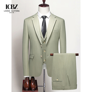 Dubbele Split Heren Lente Nieuwe Business Koreaanse Stijl Slank Casual Gestreept Pak Grote Maat Driedelig Rokkostuum - Product Image 2