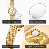 OLEVS 5643  Logo Kustom OEM Baja Tahan Karat Digital Bercahaya Tahan Air  Emas Fashion Sport Elegan Wanita Jam Tangan Quartz