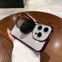 360 étui de téléphone protecteur complet couleur unie sac de téléphone portable en TPU avec étui à lunettes de soleil électrolytique