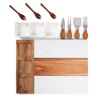 Cadeaux de pendaison de crémaillère, planches à fromage en bois et marbre gravées sur mesure, plateau de service à fromage avec ensemble de couteaux, bols en céramique et cuillères en bois