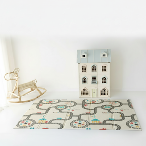 Tapis de jeu pliable pour bébé, tapis de sol en mousse pour enfants, tapis d'activité pour ramper et jouer, tapis d'intérieur en XPE imperméable - Motif COURSE DE VOITURES - Product Image 1