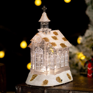 Adornos Navideños <span class=keywords><strong>de</strong></span> Plástico con Forma <span class=keywords><strong>de</strong></span> <span class=keywords><strong>Iglesia</strong></span> <span class=keywords><strong>de</strong></span> Dibujos Animados, con Copos <span class=keywords><strong>de</strong></span> Nieve que Caen y Caja Musical - Regalo <span class=keywords><strong>de</strong></span> Navidad, Pieza Decorativa - Product Image 4