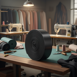 Rouleau de ruban auto-agrippant en nylon noir 1,5 po x 16 pi, adhésif simple face, résistance moyenne, pour vêtements - Product Image 2