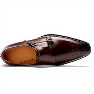 Scarpe Eleganti da Uomo in Vera Pelle Marrone/Nera con Lacci, per <span class=keywords><strong>Cerimonie</strong></span> e Affari, Punta Affusolata, Doppia Fibbia, Primavera/Estate - Product Image 3
