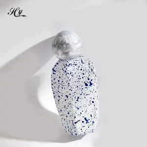 2024 NEW PERFUME BOTTLE Unique Cosmetic Packaging Wholesale White And Blue Pattern Spherical Rock-patterned Cover