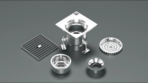 Inserto per <span class=keywords><strong>Scarico</strong></span> Lavello da <span class=keywords><strong>Cucina</strong></span> Commerciale in Acciaio Inox di Alta Qualità, Anti-Odore, Igienico, Ecologico, Quadrato, per Pavimento e Vasca da Bagno Esterna - Product Image 4