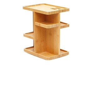 Bamboo <b>Desktop</b> Cosmetic Organizer 4 Layers Eco Friendly Storage <b>Shelf</b> For Makeup Skincare Perfume Display - Product Image 5