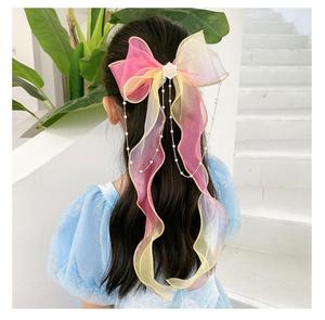 Presilha de Cabelo Personalizada para Meninas com Laço Arco-Íris, Flor e Borla, Tiara Fofa de Princesa para Tranças, Rabo de Cavalo, Fita e Acessórios de Cabelo - Product Image 6