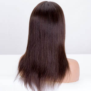 Perruque de cheveux humains Remy européens bruns naturels de qualité supérieure-<span class=keywords><strong>5</strong></span>*<span class=keywords><strong>5</strong></span>/4*4 Perruque de base en soie, conception sans colle avec effet de cuir chevelu réel - Product Image 5