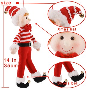 Zaves <span class=keywords><strong>Elf</strong></span> Weihnachts baum Anhänger weichen Stoff Plüsch Streifen Muster Handwerk Dekoration für Weihnachts feier Dekoration - Product Image 5