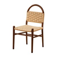 Chaise de salle à manger vintage française, chaise en bois massif tressée en corde, chaise rétro pour chambre à coucher, chaise à dossier tissé pour la maison, chaise de coiffeuse, chaise Vivian