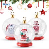 Boule de Noël gonflable transparente en PVC avec flocons de neige, Père Noël, ours polaire, décoration de table, de fenêtre, à suspendre en intérieur