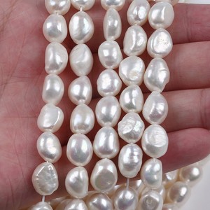 Perles d'eau douce naturelles baroques de Zhuji de 8-9 mm, perles à trous droits double face, perles dispersées, accessoires faits à la main, couleur - Product Image 1