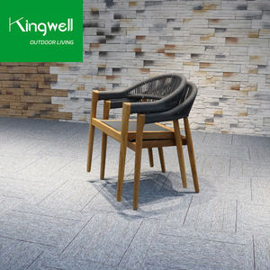 Set <span class=keywords><strong>da</strong></span> Pranzo Moderno per Esterni in Legno di Teak con Tavolo Rotondo e 4 Sedie con Intreccio in Corda per <span class=keywords><strong>Giardino</strong></span>, Hotel e Parco - Product Image 4