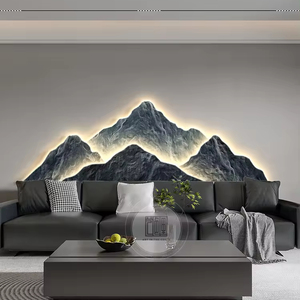 100*35CM Tableau Mural <span class=keywords><strong>en</strong></span> Porcelaine Cristal Luxe Léger Paysage de <span class=keywords><strong>Montagne</strong></span> Moderne <span class=keywords><strong>en</strong></span> Verre avec LED Décoration Murale pour Salon - Product Image 3