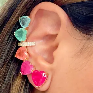 Pendientes de corazón de fusión de lujo de Brasil, joyería semijoyeria brasileña, Joyas llamativas