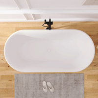 Baignoire autoportante moderne en surface solide pour salle de bain, en pierre artificielle