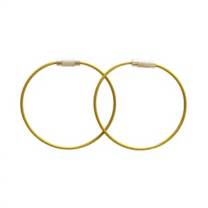 YIWANG jaune 150mm en acier inoxydable câble porte-clés câble métallique porte-clés - Product Image 2