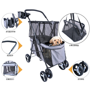 Nouveau Double Pet Shopping Cart Camping <span class=keywords><strong>Acheter</strong></span> Légumes Stall Cart Grande Capacité Stockage Portable Facile à Plier - Product Image 5