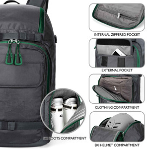 Free sample <b>Large</b> Waterproof Ski And Snowboard Backpack For Skiing Gear Boot Helmet Goggles Gloves Outerwear & Accessories - Product Image 3