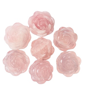 Commercio all'ingrosso Naturale Della Pietra Preziosa Scultura Rosa Quarzo Rosa A Forma di Fiore di Pietra <span class=keywords><strong>per</strong></span> il Regalo - Product Image 1