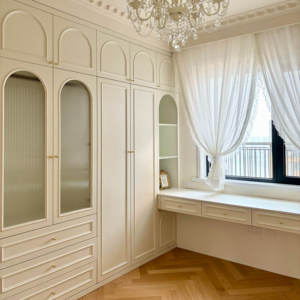 Armario moderno en forma de U para dormitorio, armario con tocador, muebles de dormitorio de Guangzhou, muebles para el hogar de madera - Product Image 1