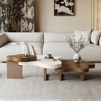 Table basse en bois massif irrégulière de style italien, cadre en bois pour salon, hôtel, bureau