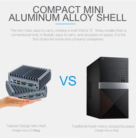 Mini PC de bureau industriel Dall, ordinateur embarqué sans ventilateur à faible consommation, Win10 & Linux Ubuntu, double Ethernet, alliage d'aluminium