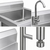 Équipement de cuisine professionnelle, évier utilitaire en acier inoxydable 304 201 avec pieds, revêtement auto-nettoyant, finition brossée mate, anti-corrosion