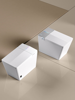 Inodoro Inteligente de Una Pieza con Bidé Integrado, Pantalla LED y Dial Giratorio, Taza de Cerámica Blanca para Baño