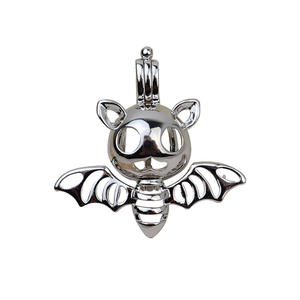 อุปกรณ์ DIY เครื่องประดับเงินแท้ S925 จี้รูปค้างคาวฮาโลวีน สร้อยคอ 6-8 มม. สำหรับใส่ไข่มุกแบบไม่มีรู สำหรับผู้หญิง สีทอง ลายการ์ตูน - Product Image 5