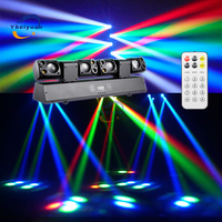 Projecteur LED 80W à double tête mobile avec faisceau lumineux rouge/vert, laser jaune clignotant, DMX512, télécommande, pour DJ, discothèque, fête, scène, effet lumineux
