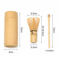 Fouet à matcha Chasen en bambou naturel avec logo OEM et cuillère Chashaku pliable