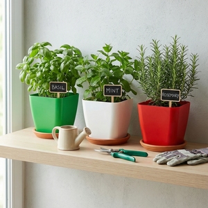 Modern Square PP Plant Pot Size 13.5 x 13.5 x 12 cm Green White Red Color Rounded Corner Flower Planter for Indoor Outdoor - Product Image 4