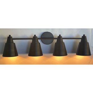 Lámpara <span class=keywords><strong>de</strong></span> Pared <span class=keywords><strong>para</strong></span> <span class=keywords><strong>Baño</strong></span> <span class=keywords><strong>de</strong></span> Estilo Industrial Moderno con Pantalla Cónica <span class=keywords><strong>de</strong></span> 4 Luces en Negro Mate - Iluminación <span class=keywords><strong>para</strong></span> Colocar Sobre el Espejo - Product Image 4