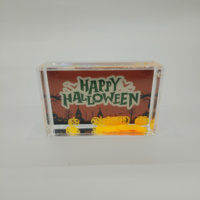 Bingkai Foto Mini Akrilik Cairan Glitter 2.1*3.4 Inci Natal Paskah & Halloween Putih Merah Santa Panda & Labu Mengambang di Air