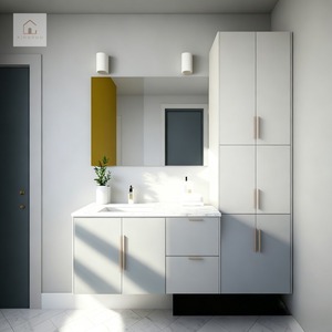 XINGRUO <span class=keywords><strong>Mobile</strong></span> <span class=keywords><strong>Bagno</strong></span> Moderno Sostenibile con Doppio Lavabo, Finitura Noce, Set di Mobili Sospesi di Lusso Personalizzati - Product Image 2