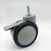 Roue médicale pivotante de 4 pouces avec frein TPR pour lit d'hôpital, mobilier, roue silencieuse en PU, robuste et pivotante
