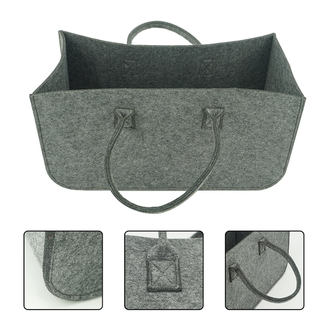 Eco-friendly Folding Felt Firewood Bag Storage Basket Laundry Basket